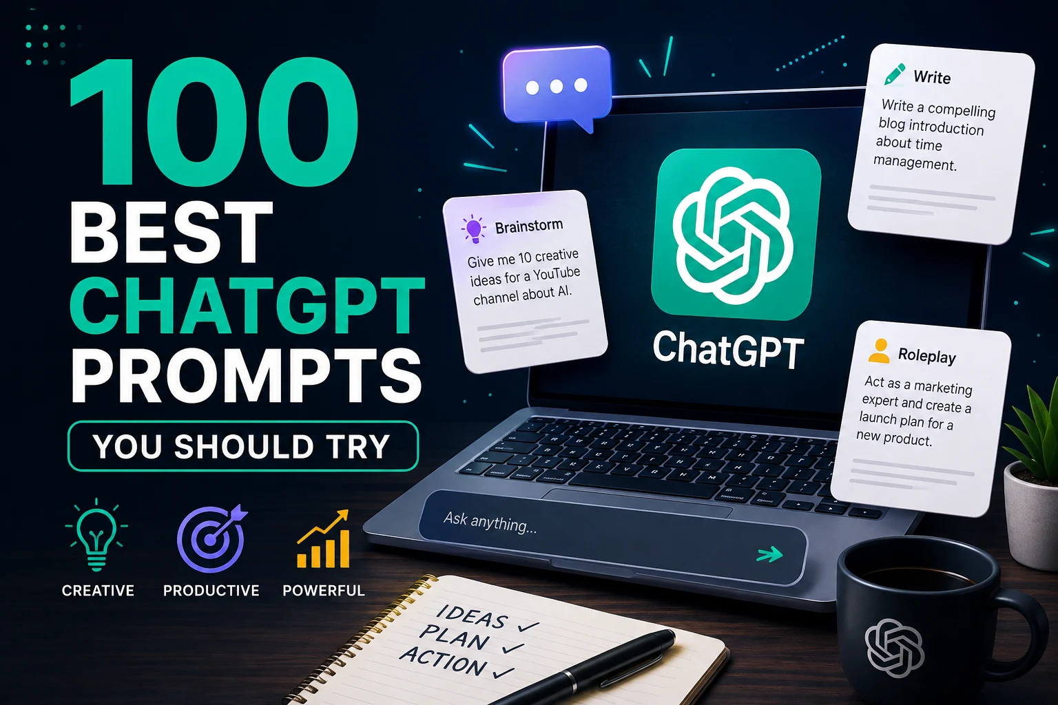 100 best ChatGPT prompts for productivity, learning, writing, and work