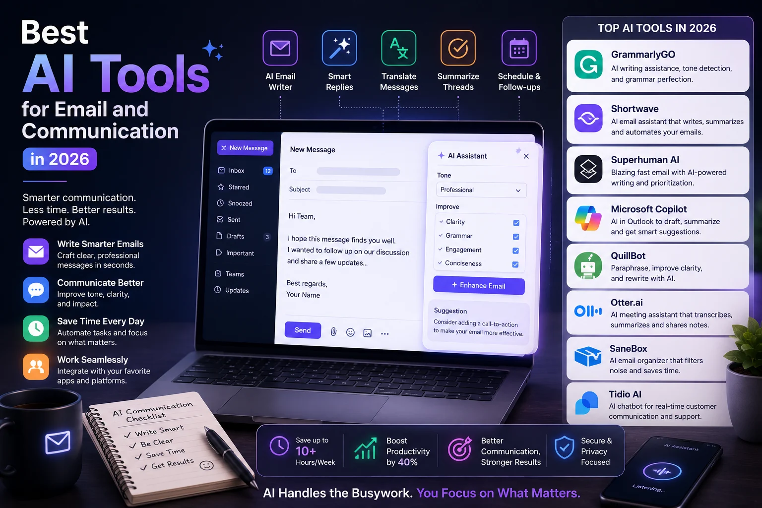 Professional using AI tools to manage email and digital communication