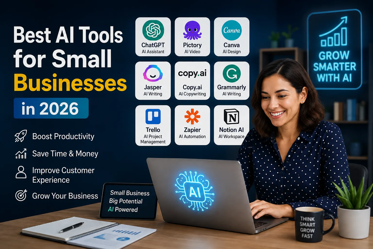 Best AI tools for small businesses in 2026 for marketing, productivity, customer service, and automation