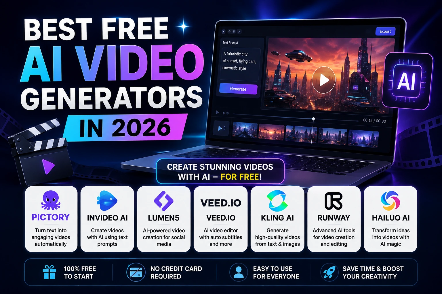 Best free AI video generators creating cinematic videos with artificial intelligence