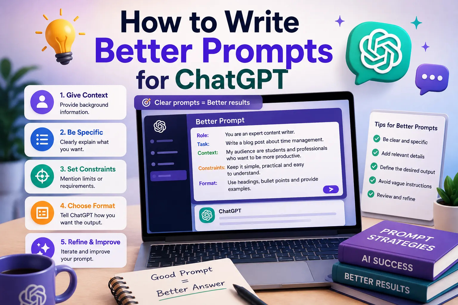 How to write better prompts for ChatGPT with examples and prompt writing tips