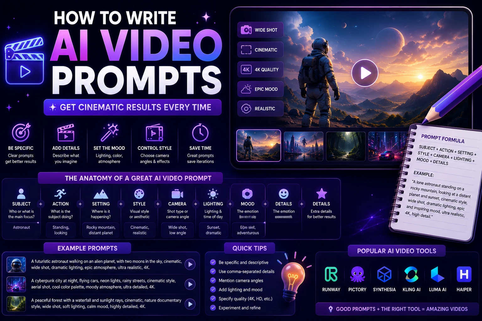 How to write effective AI video prompts for cinematic and realistic AI-generated videos