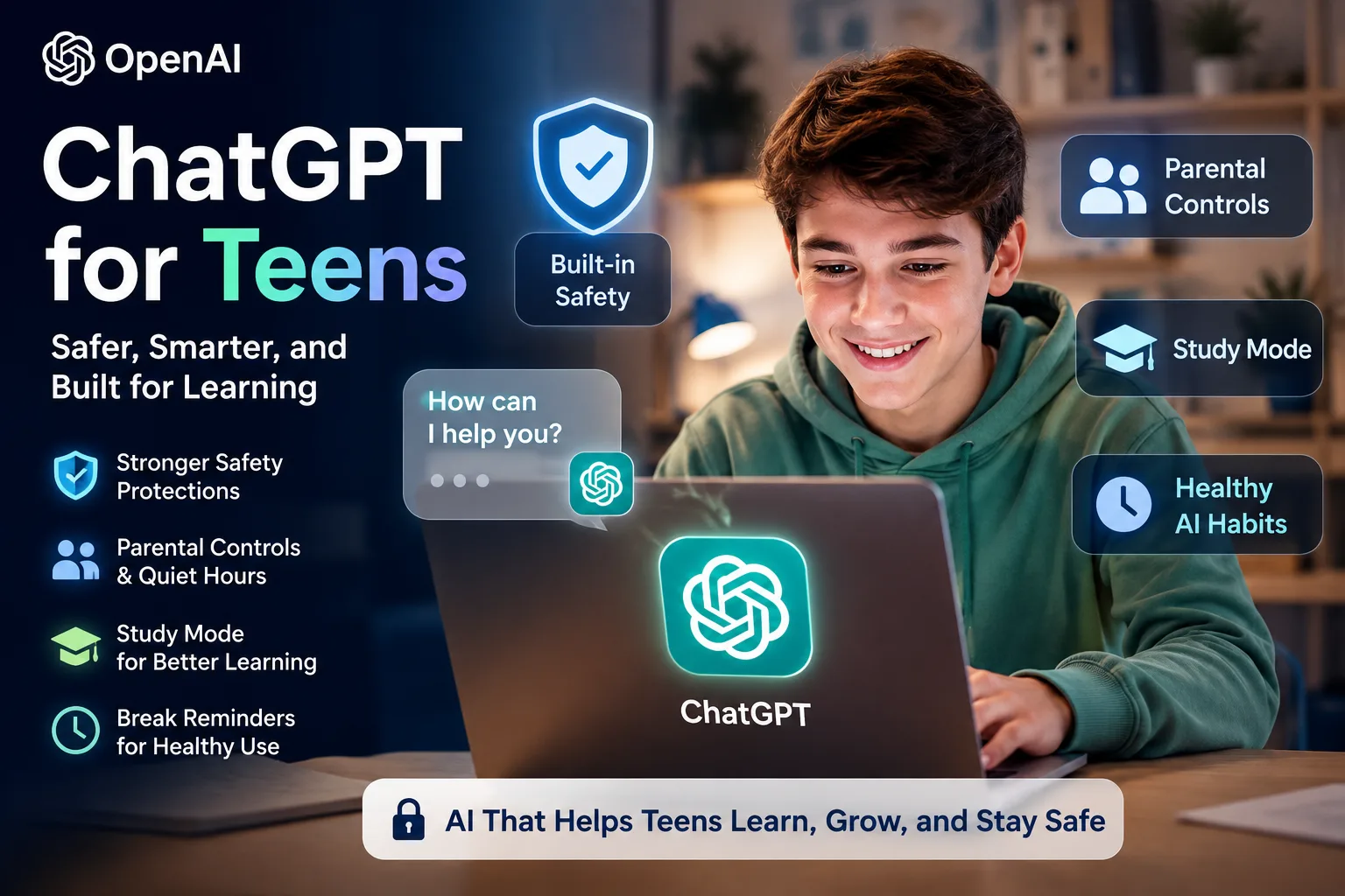 OpenAI ChatGPT for Teens with safety controls, learning features, and parental controls