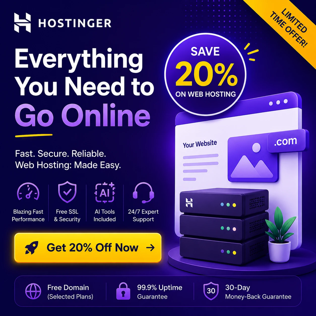 Hostinger - Save 20% on Web Hosting